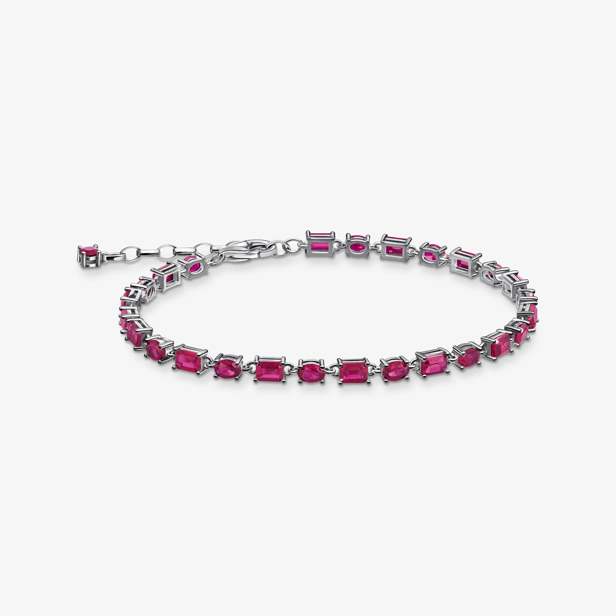 THOMAS SABO Bracelet en argent noirci avec zircon rouge rubis Argent sterling, Taille: 19 cm, pour femme