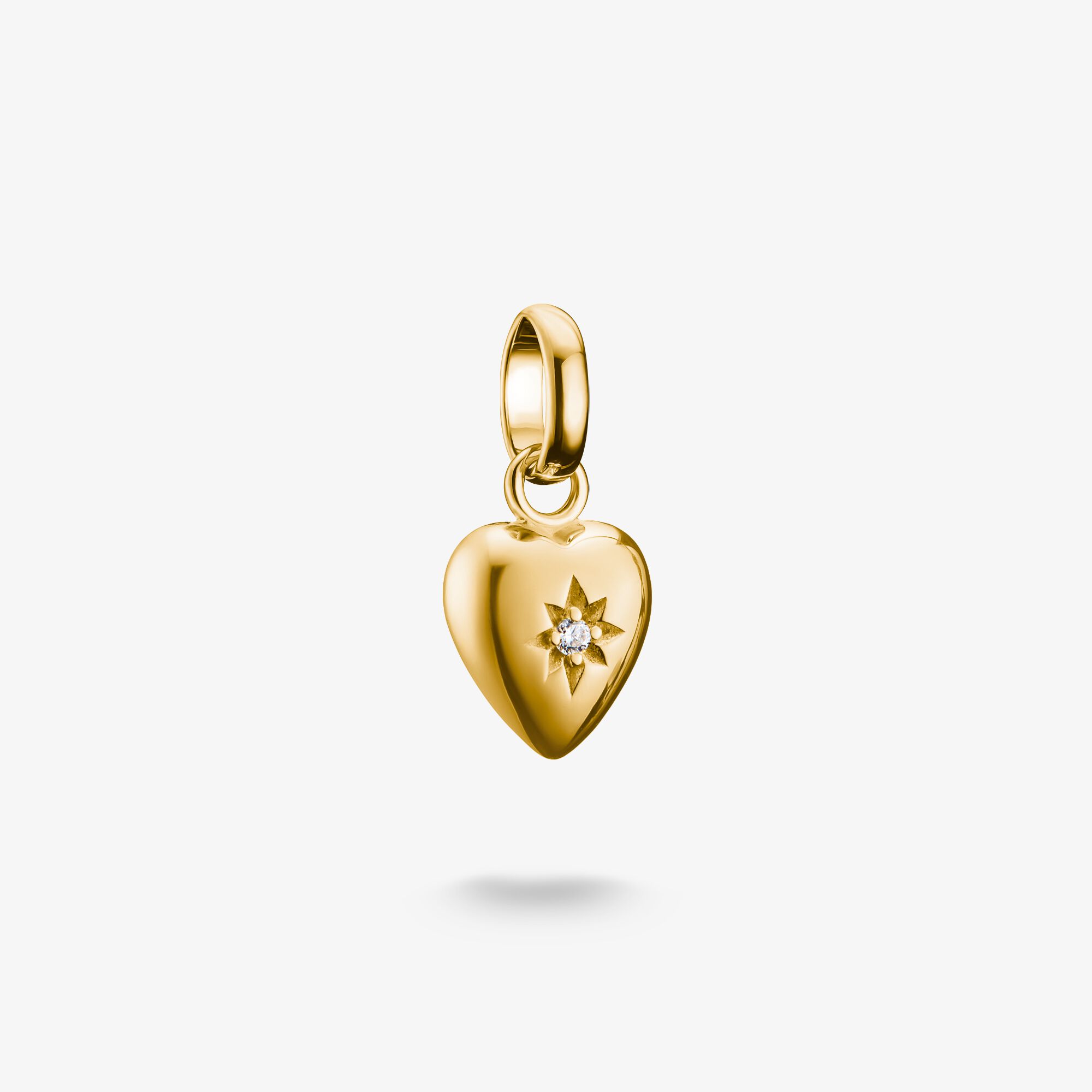 THOMAS SABO Pendentif Charm cœur avec étoile Connect plaqué or, Argent sterling doré or jaune, Taille: one size, femme