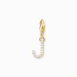 Charm pendant letter J with white stones gold plated from the Charm Club collection in the THOMAS SABO online store
