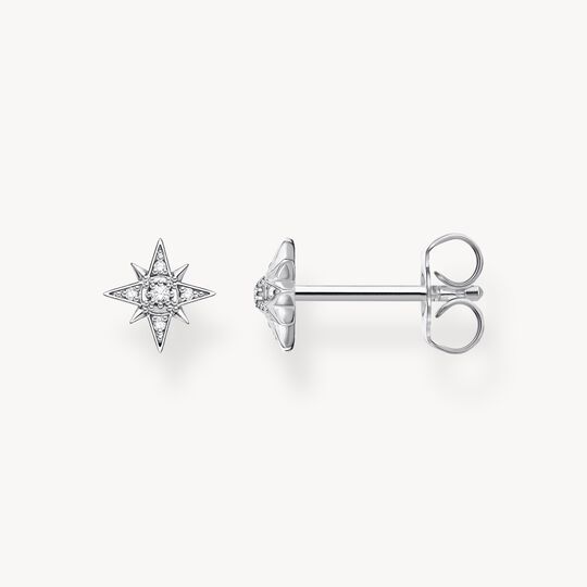 Boucles D'oreilles Clou étoile Plaquées Argent 925 - Unisexe, Avec Zirconium Cubique - Neuf Avec étiquettes