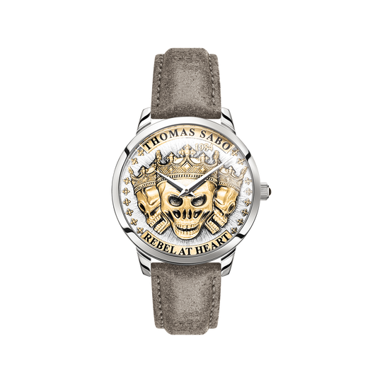 men&rsquo;s watch Rebel Spirit 3D skulls, gold from the  collection in the THOMAS SABO online store