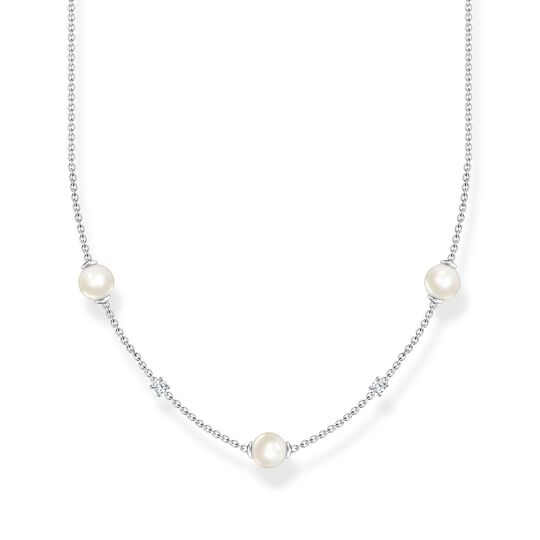 Kette Perlen mit wei&szlig;en Steinen silber aus der Charming Collection Kollektion im Online Shop von THOMAS SABO