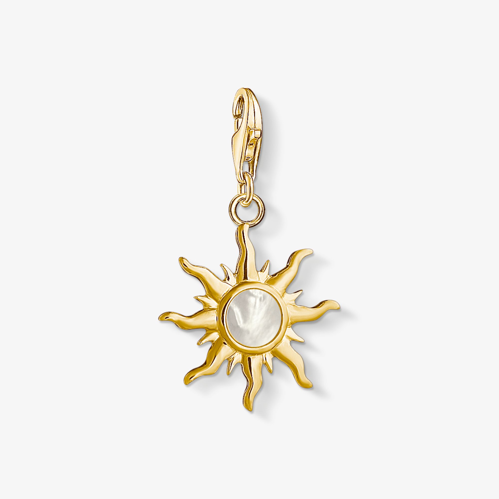 THOMAS SABO Charm-hängsmycke sol med pärlemorsten, 925 sterlingsilver guldpläterat gult guld, Storlek: one size, för damer