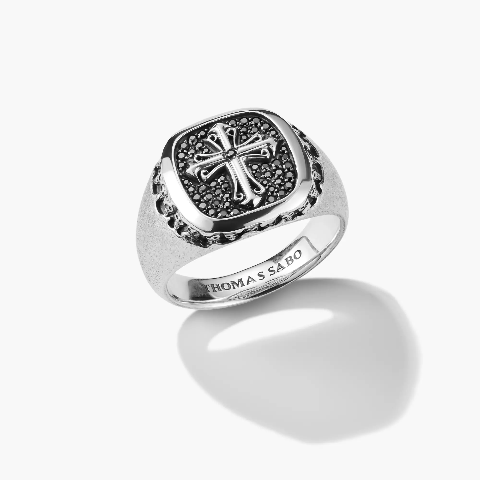Silver Signet Ring Cross Black Zirconia Rebel Icons | THOMAS SABO