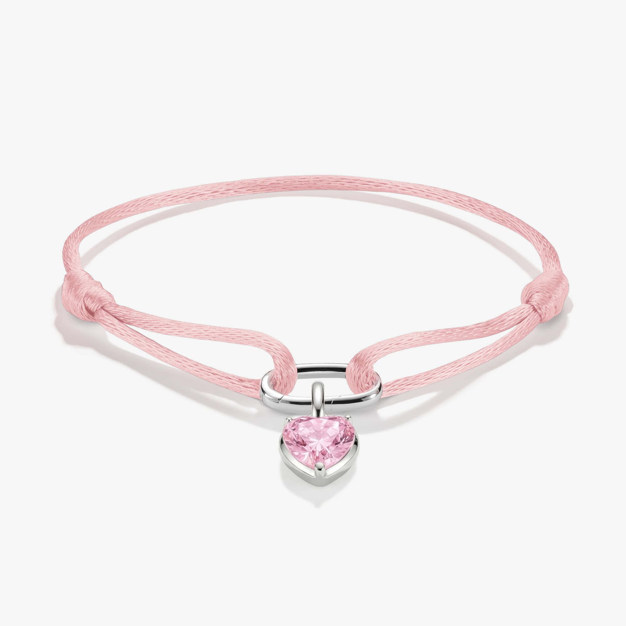 THOMAS SABO Schmuck-Set Herz Anhänger mit pinkem Textilarmband Connect Silber, Unisex, LOOK26-04-017