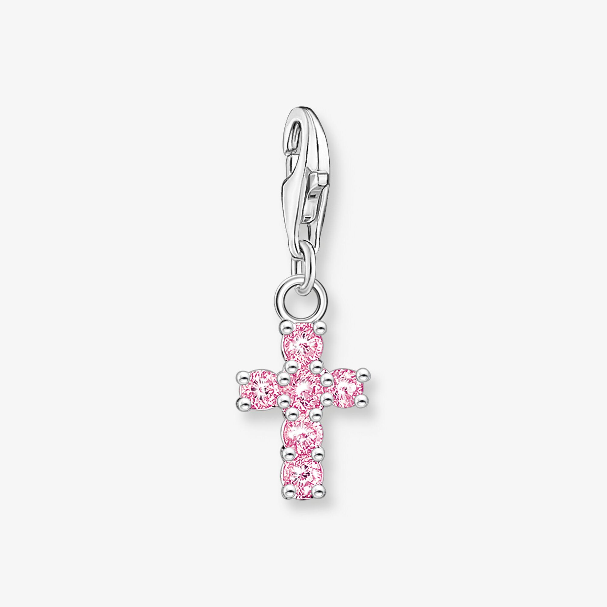 THOMAS SABO Charm-Anhänger pinkes Kreuz Silber, Sterlingsilber, Größe: one size, Damen