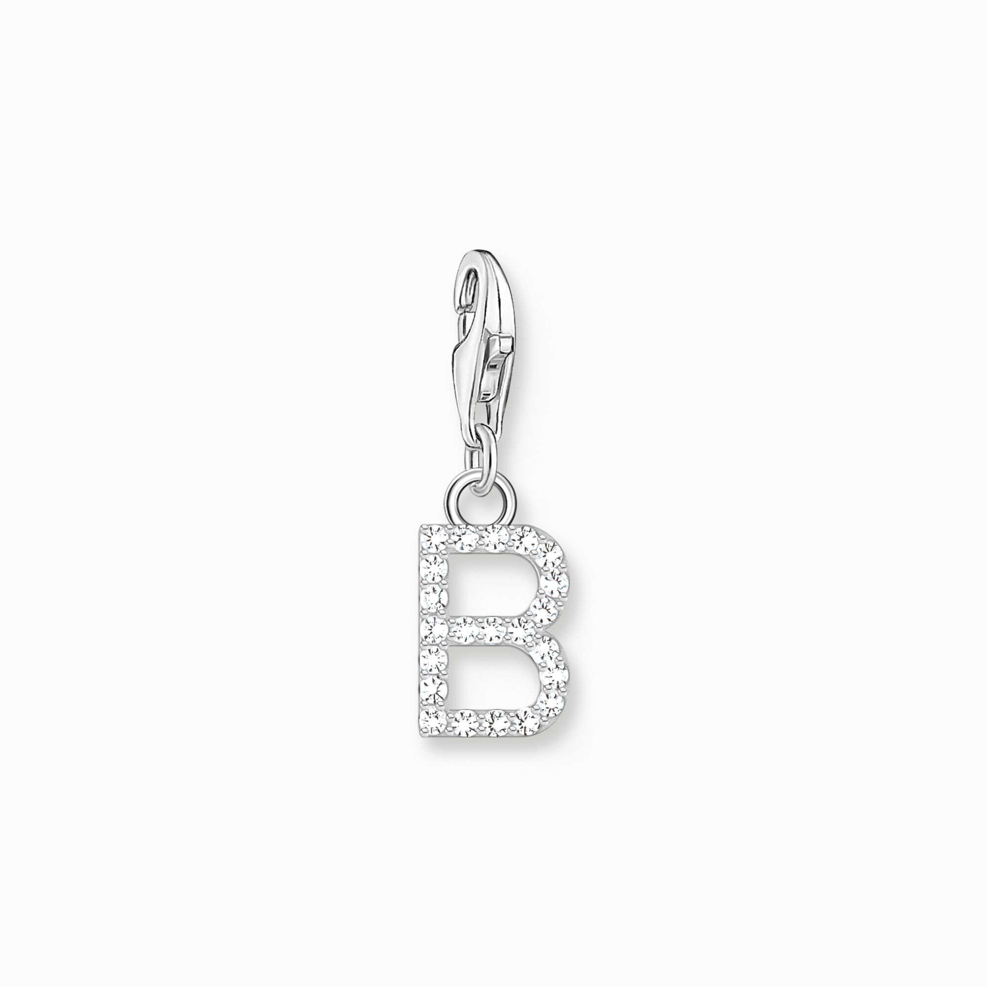 Charm pendant letter B with white stones silver from the Charm Club collection in the THOMAS SABO online store