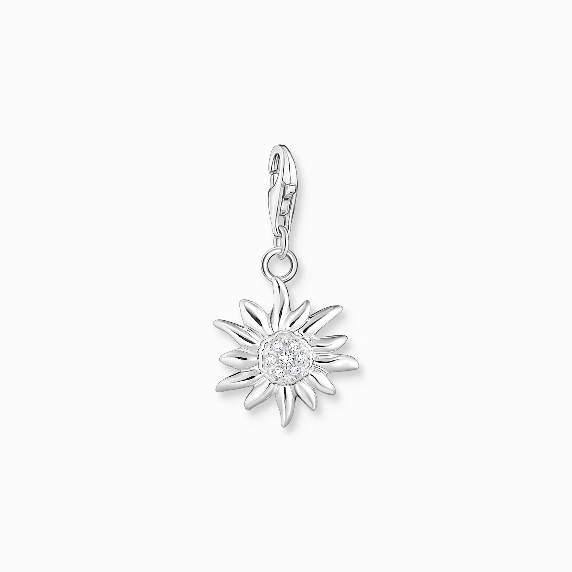 Charm pendant edelweiss flower with white stones silver from the Charm Club collection in the THOMAS SABO online store