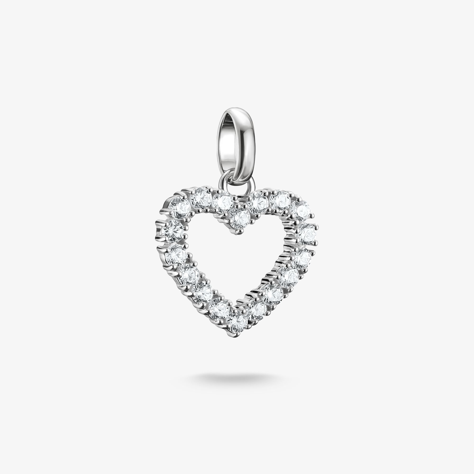 THOMAS SABO Charm-hängsmycke Hjärta med vita stenar Connect silver, 925 sterlingsilver, Storlek: one size, för damer