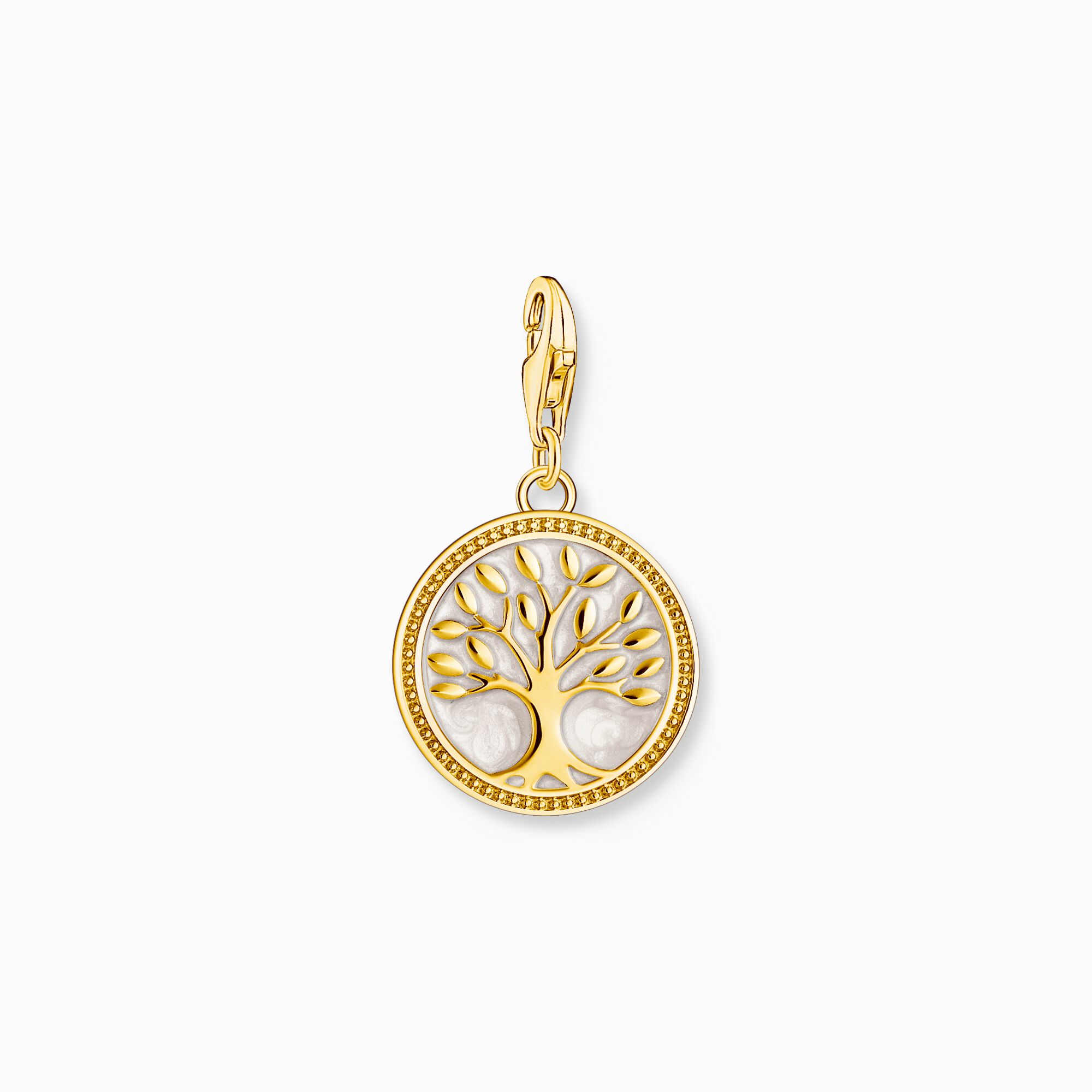 Gold-plated Tree-of-love charm pendant with white cold enamel from the Charm Club collection in the THOMAS SABO online store