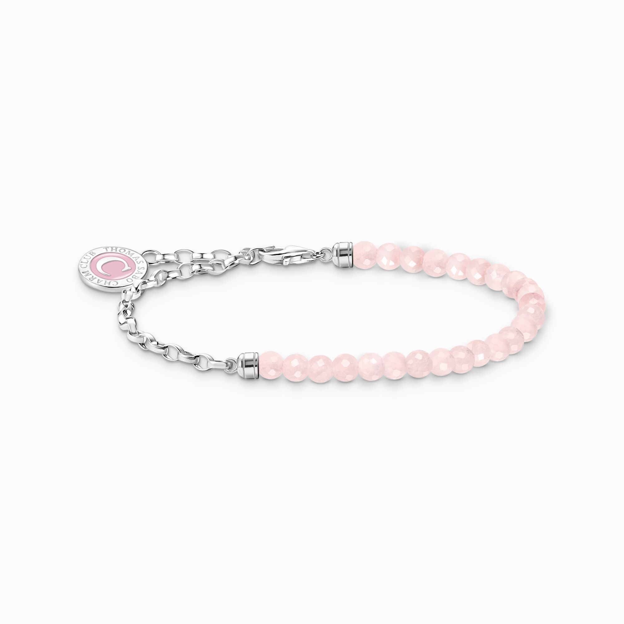 Member Charm bracelet with beads of rose quartz and Charmista Coin silver from the Charm Club collection in the THOMAS SABO online store