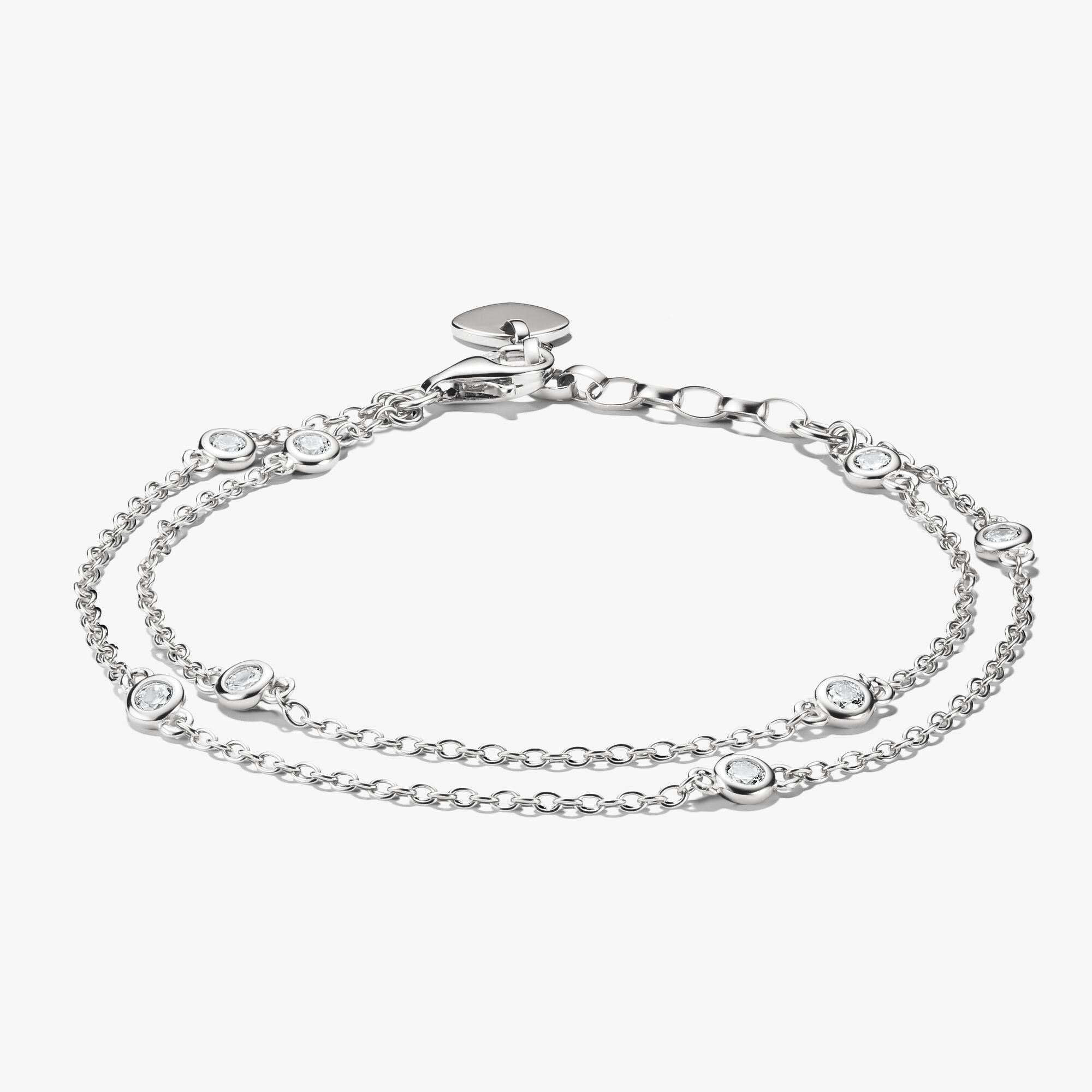 THOMAS SABO Bracelets double rangée zircon argent, Argent sterling, Taille: 19 cm, femme