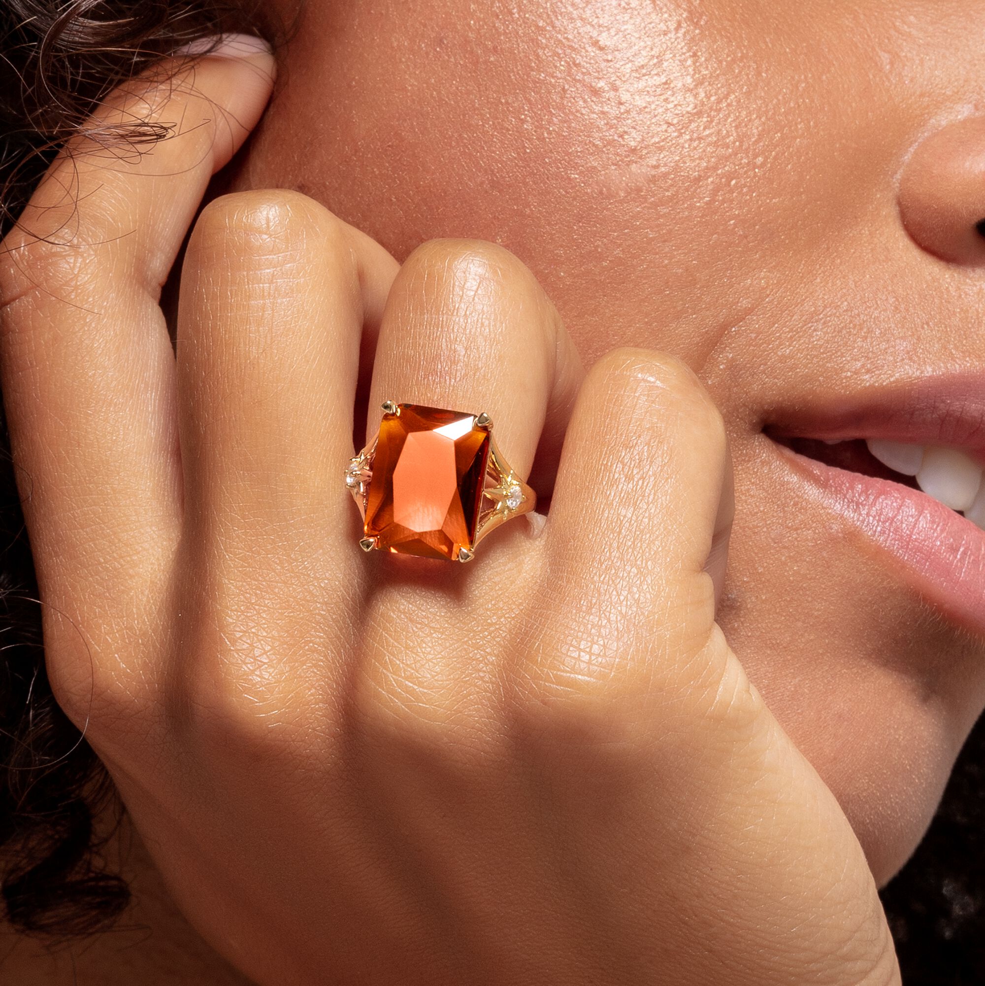 Ring Large Orange Stone with Star for women THOMAS SABO