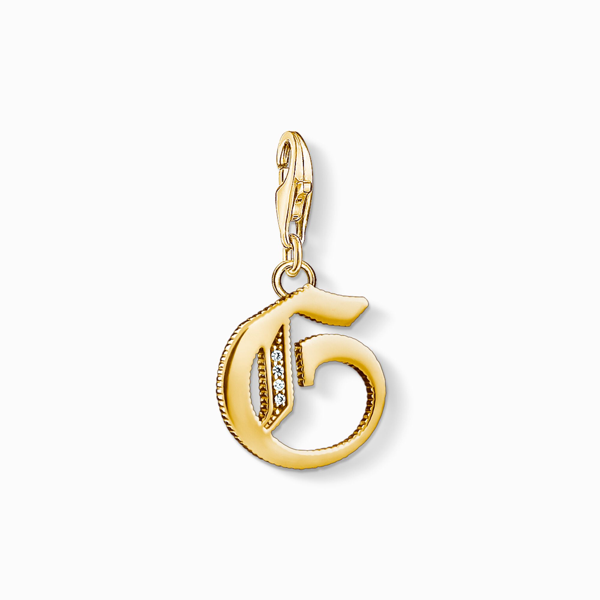 Charm-h&auml;ngsmycke bokstaven G guld ur kollektionen Charm Club i THOMAS SABO:s onlineshop