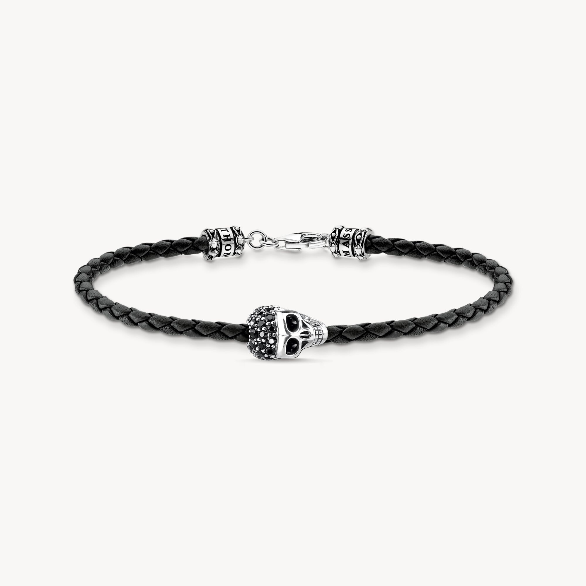 Leather bracelet with skull bead, black – THOMAS SABO