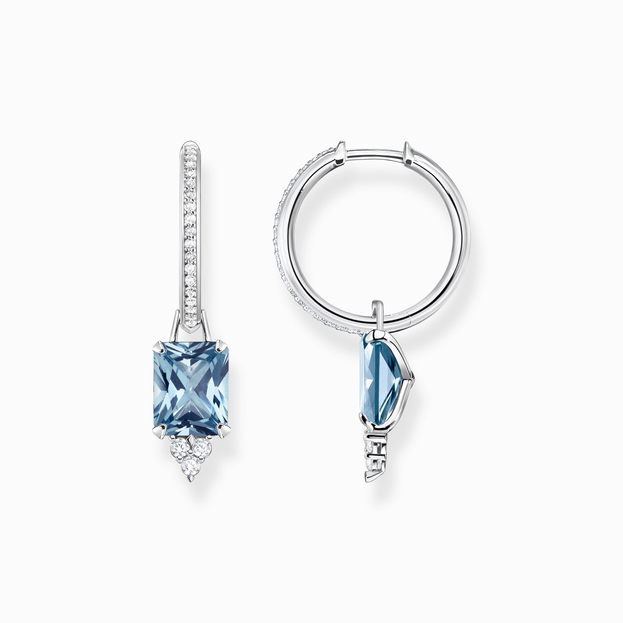 Hoop earrings with aquamarine-coloured and white stones silver from the  collection in the THOMAS SABO online store
