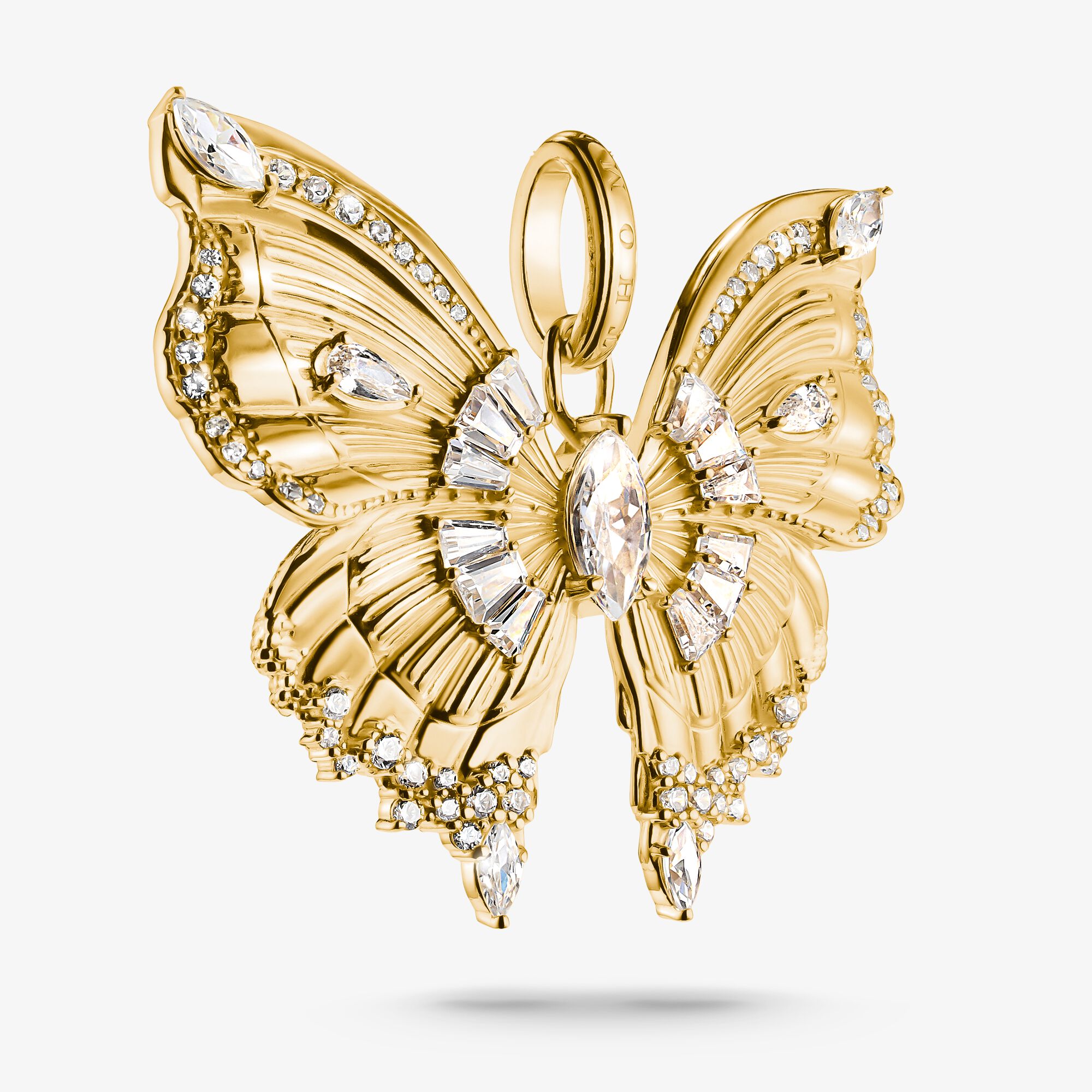 THOMAS SABO Pendentif papillon Butterfly Paradise avec pierres plaquées or, Argent sterling doré or jaune, Taille: one size, femme