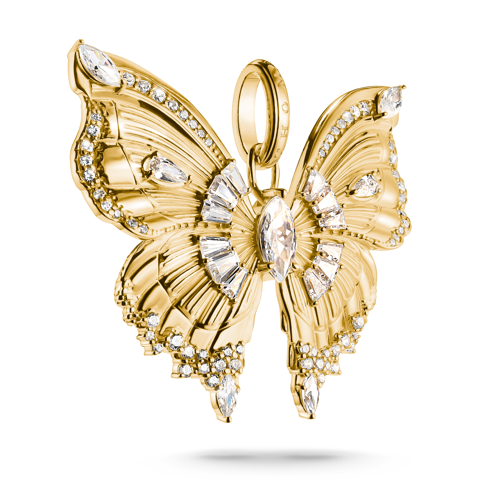 Gold-Plated Butterfly Pendant with Zirconia Stones
