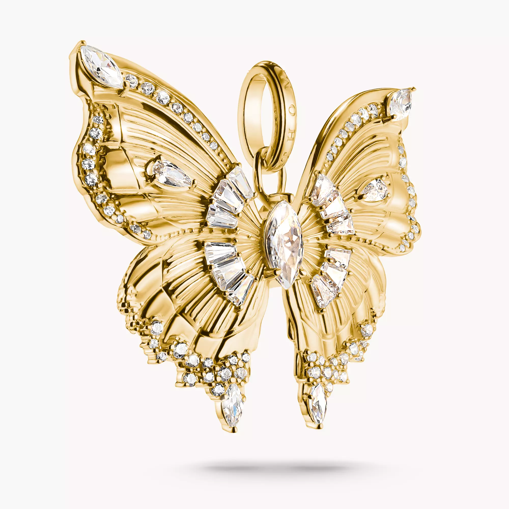 Pendentif Papillon Doré Avec Pierre Centrale - Bijou Occasion, Couleur Dominante Doré - Modèle 142-40/1-4
