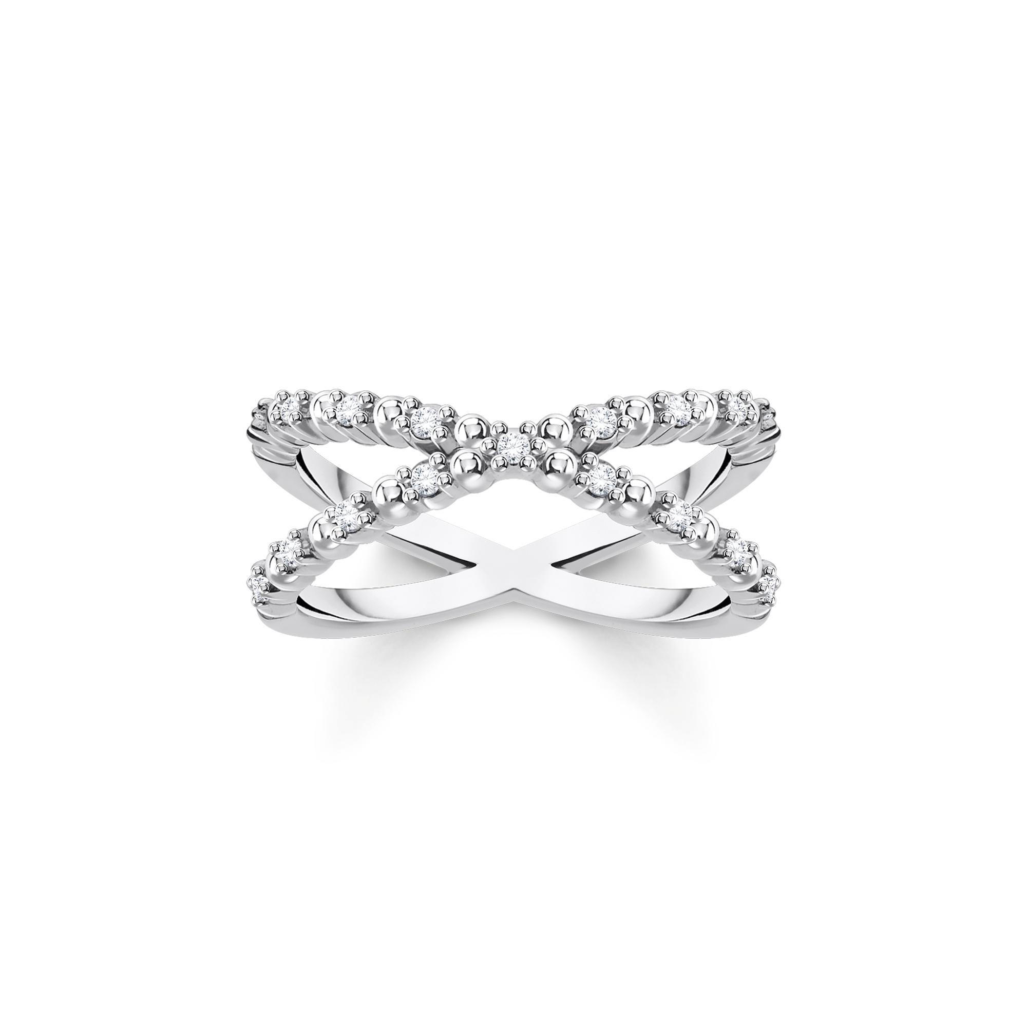 Thomas Sabo Ring Kugeln mit weißen Steinen silber weiß TR2318-051-14-48