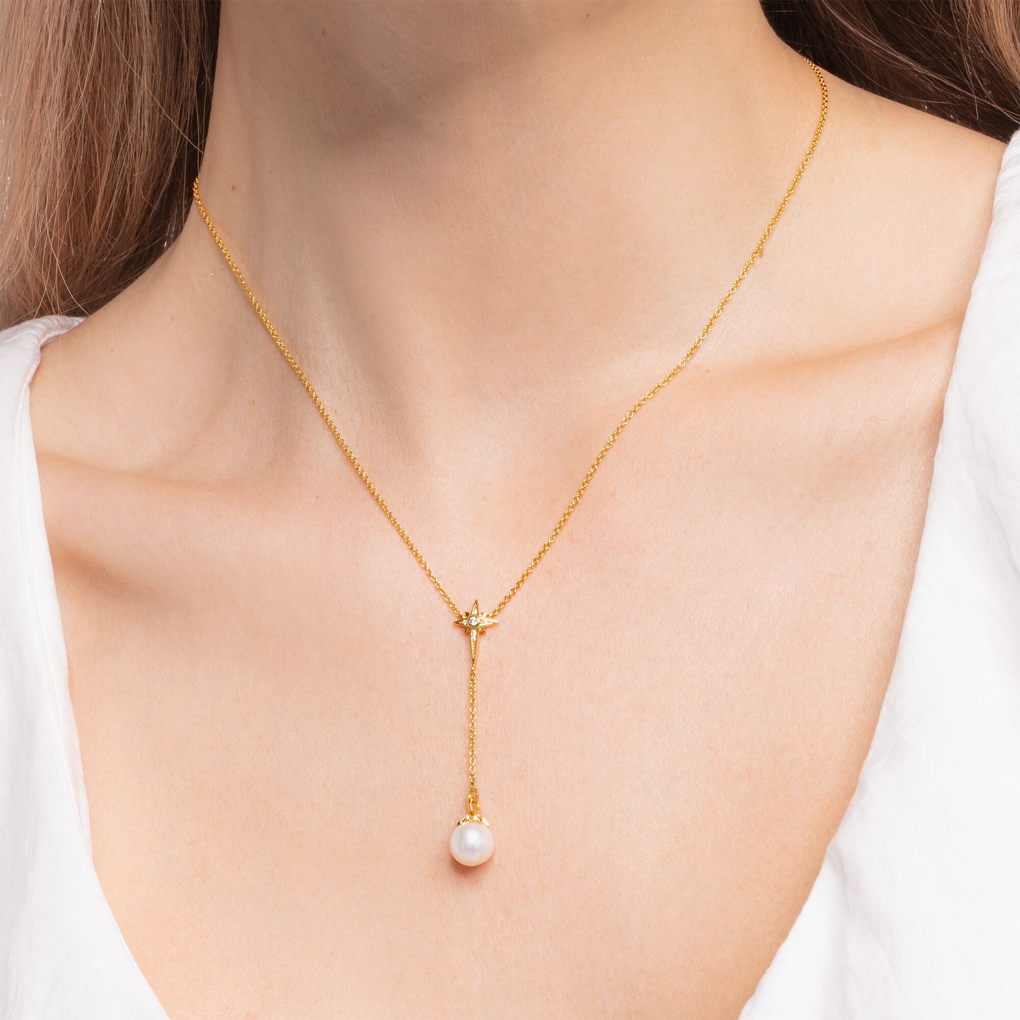 Perle – für Damen mit SABO Y-Kette Gold THOMAS in