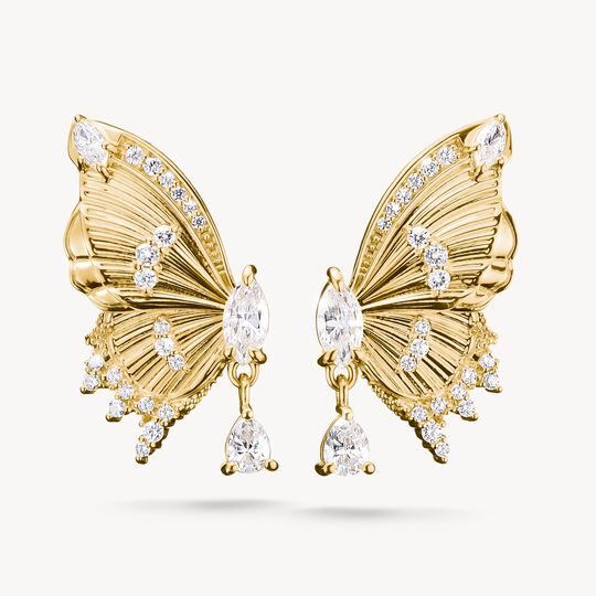 Clous d'oreilles papillon Butterfly Paradise avec pierres plaquées or | THOMAS SABO