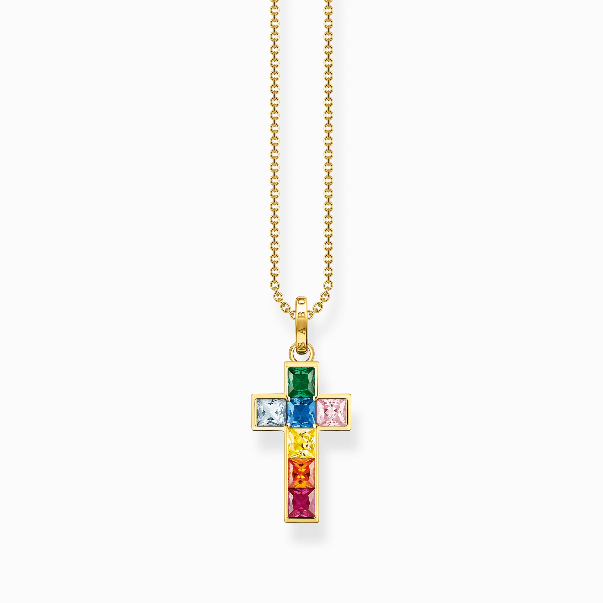 Necklace cross with colourful stones gold plated from the  collection in the THOMAS SABO online store