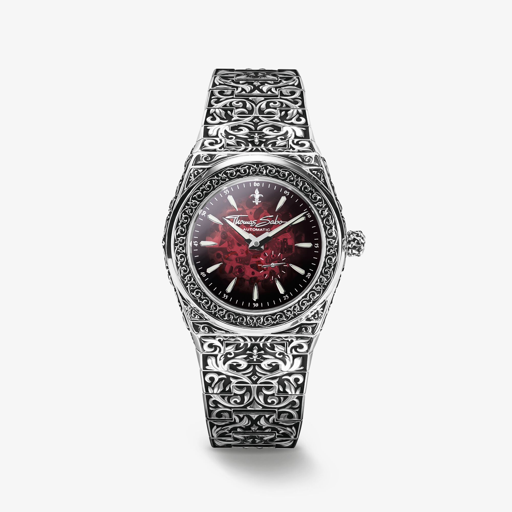THOMAS SABO Montre Rebel at Heart Revive Automatique 42mm Acier inoxydable rouge Argent Acier inoxydable, Taille: 42 MM, pour homme