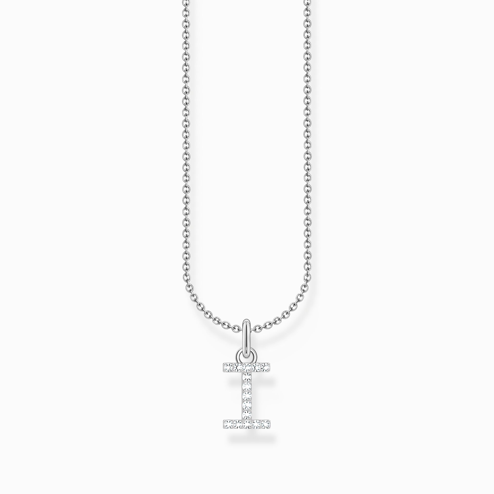 Silver necklace with letter pendant I and white zirconia from the Charming Collection collection in the THOMAS SABO online store