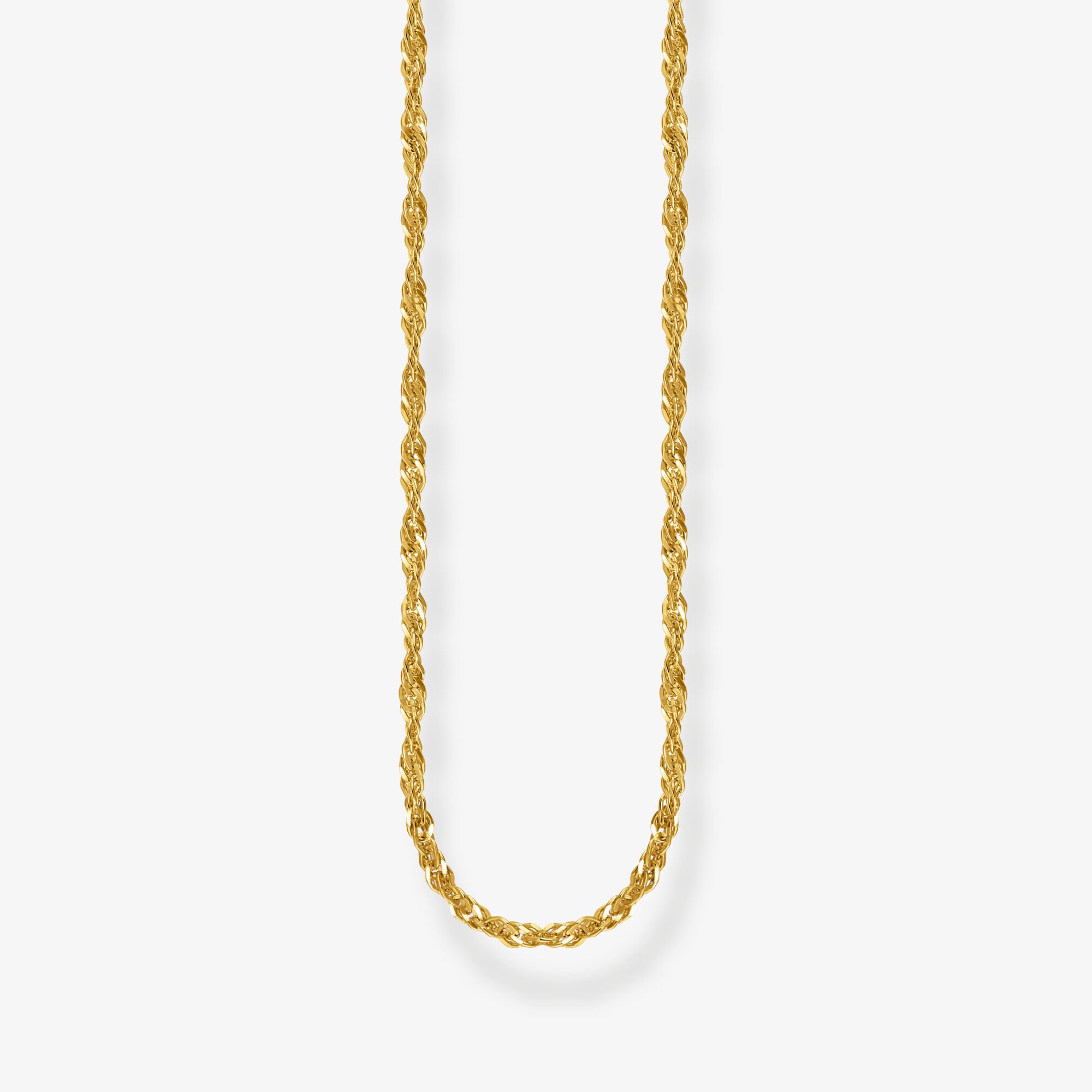 THOMAS SABO Collier singapourien en plaqué or épaisseur 1,70 mm (0,07 Inch), Argent sterling doré or jaune, Taille: 45 cm, Unisex