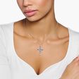 Pendant cross with aquamarine-coloured stones silver from the  collection in the THOMAS SABO online store