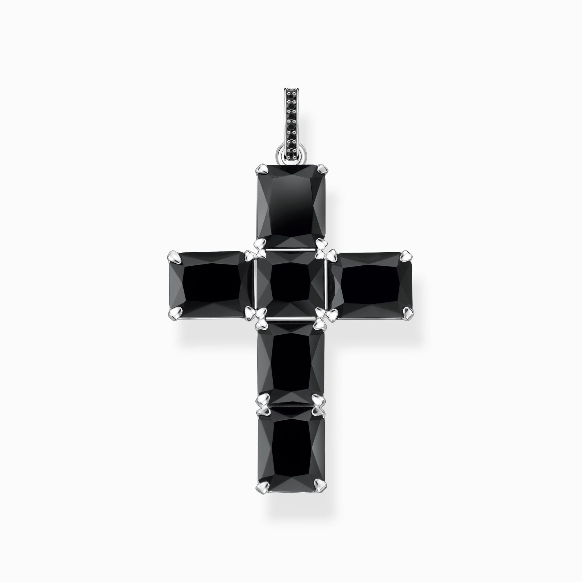 Anh&auml;nger Kreuz mit schwarzen Steinen Silber aus der  Kollektion im Online Shop von THOMAS SABO