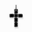 Pendant cross with black stones silver from the  collection in the THOMAS SABO online store