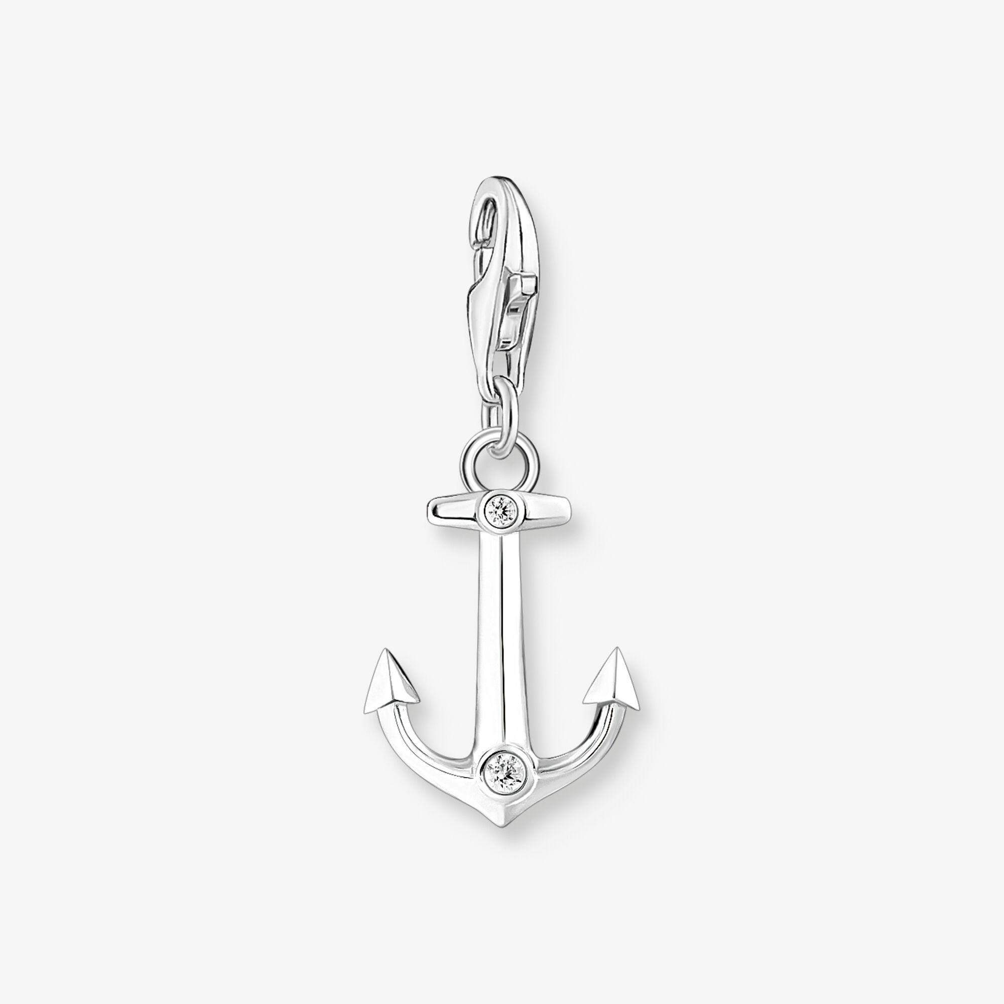 THOMAS SABO Breloque Charm ancre en argent, ornée de pierres Argent sterling, Taille: one size, pour femme