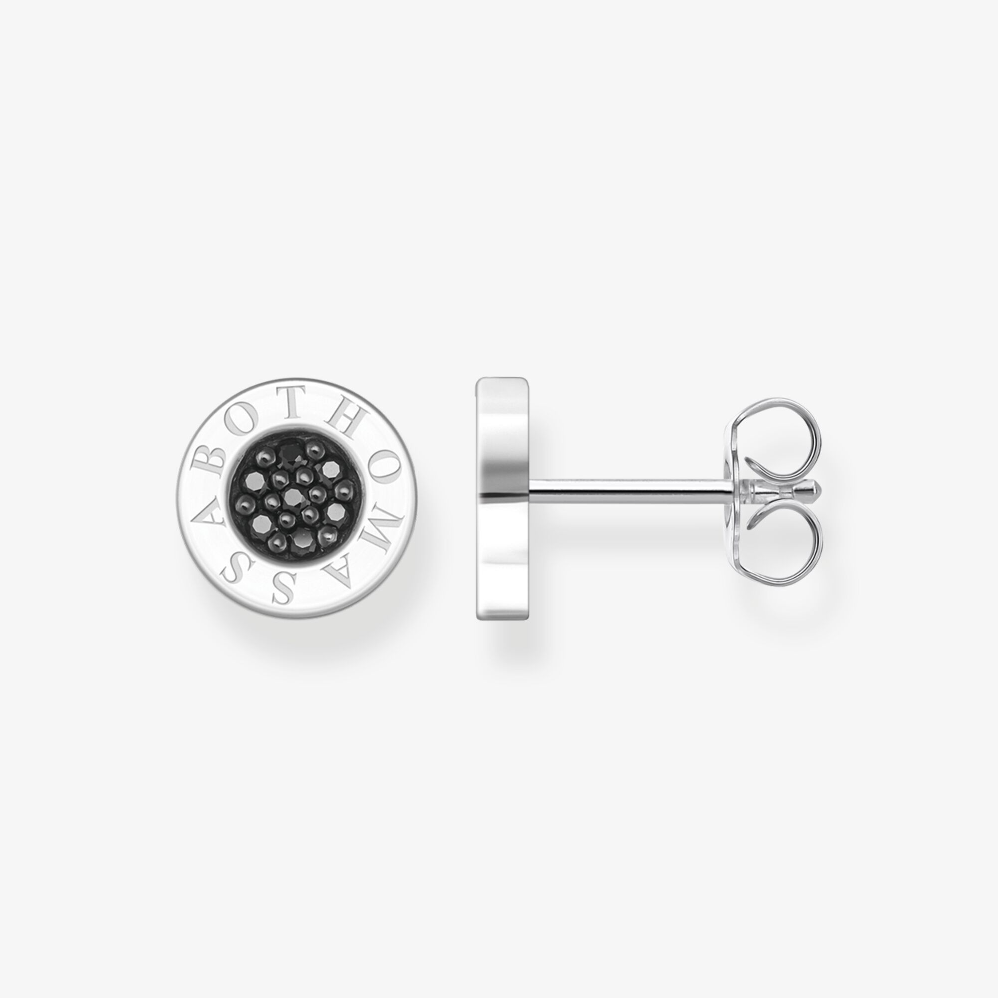 THOMAS SABO Clous d'oreilles classique pavé noir, Argent sterling, Taille: one size, femme