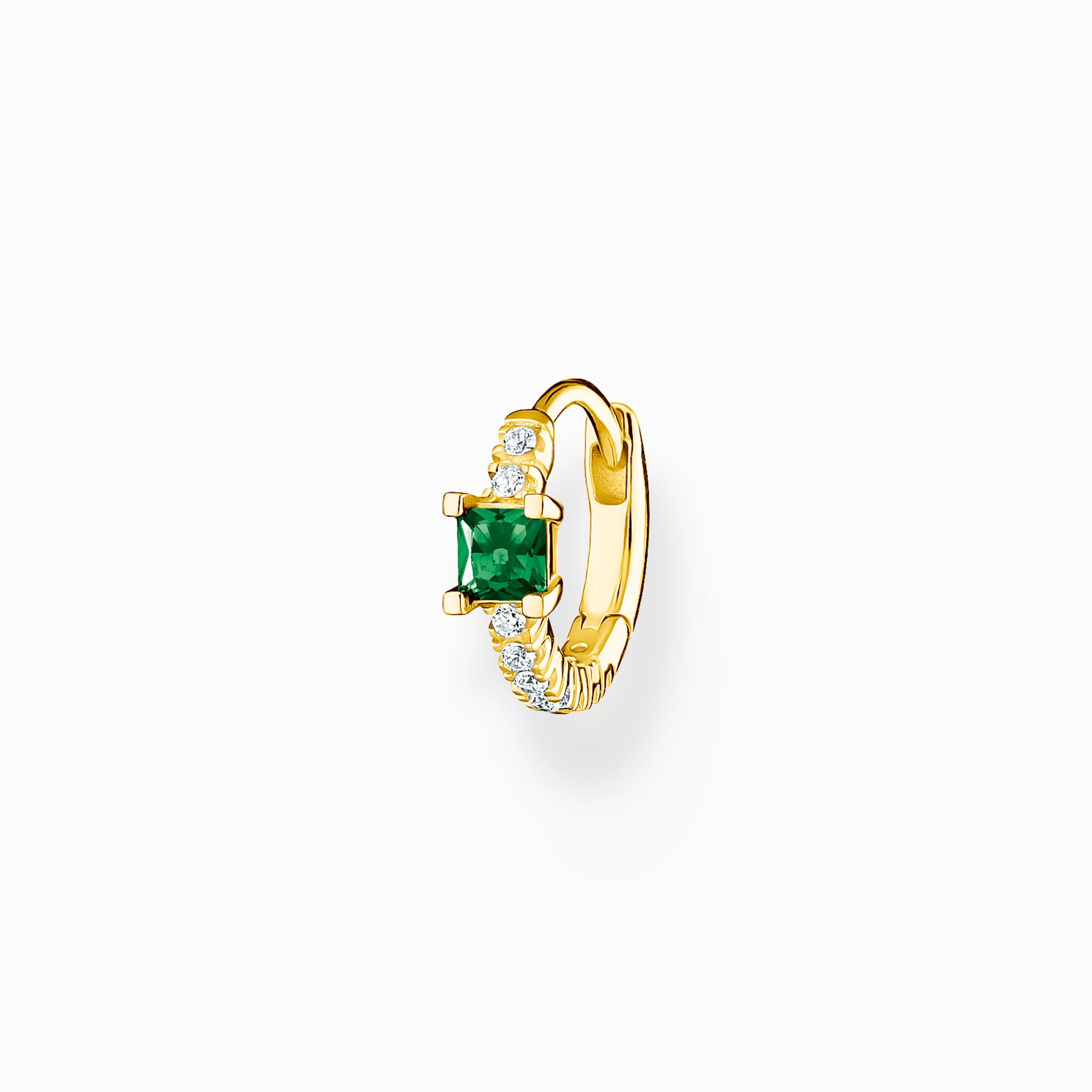 Single hoop earring with green and white stones gold plated from the Charming Collection collection in the THOMAS SABO online store