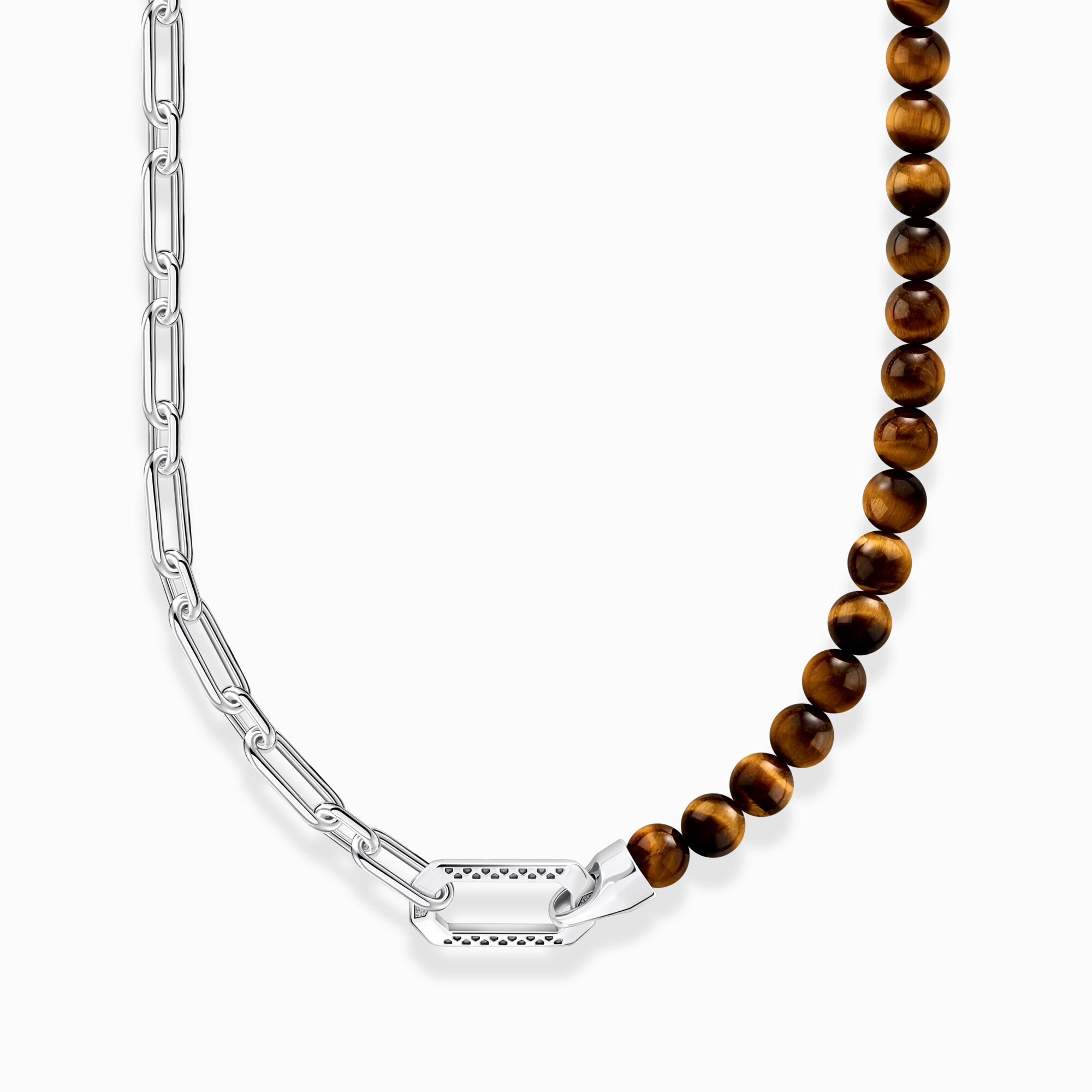 Silver blackened necklace with brown beads from the  collection in the THOMAS SABO online store