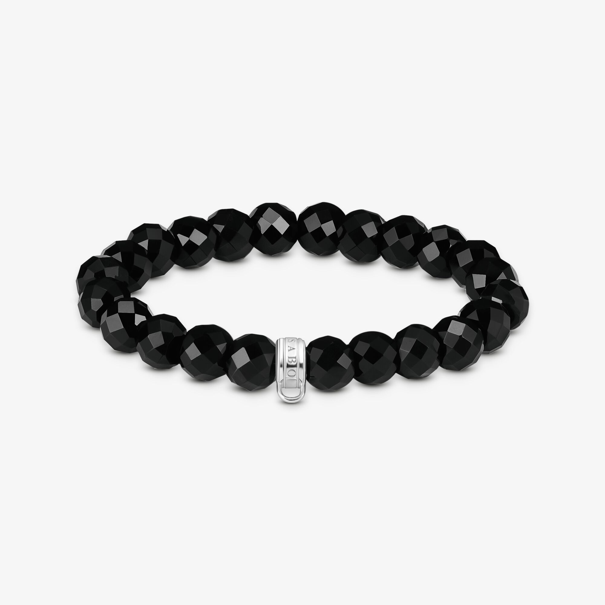 THOMAS SABO Charm-Armband Obsidian-Beads oval, Sterlingsilber, Größe: 15 cm, Unisex