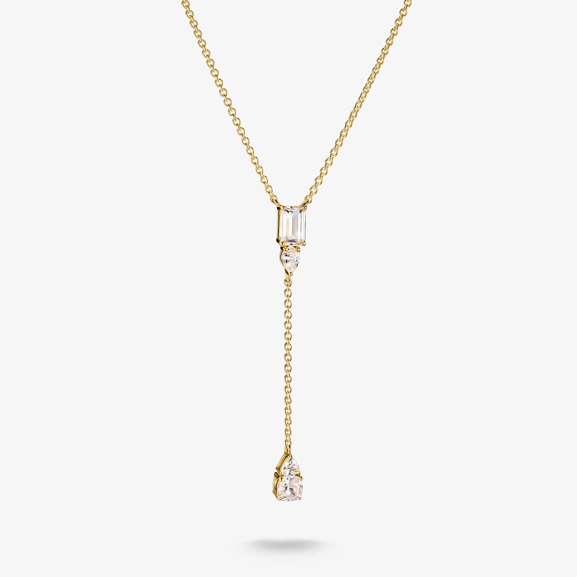 THOMAS SABO Chaîne Y zirconiums blancs Bold Elegance Plaqué or 18 carats, Argent sterling doré or jaune, Taille: 50 cm, femme