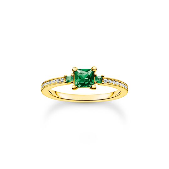 Ring med gr&ouml;na och vita stenar guld ur kollektionen Charming Collection i THOMAS SABO:s onlineshop