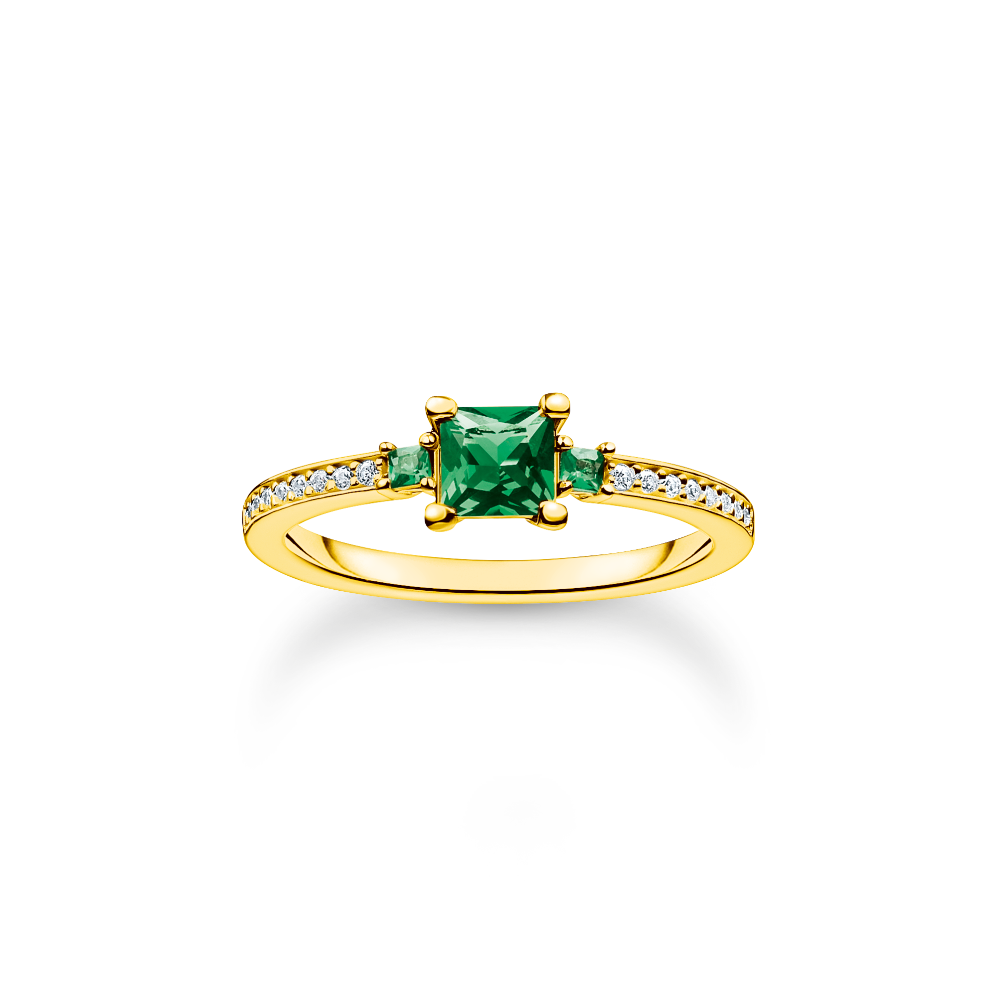 Thomas Sabo Ring mit grünen und weißen Steinen gold grün TR2402-971-6-60