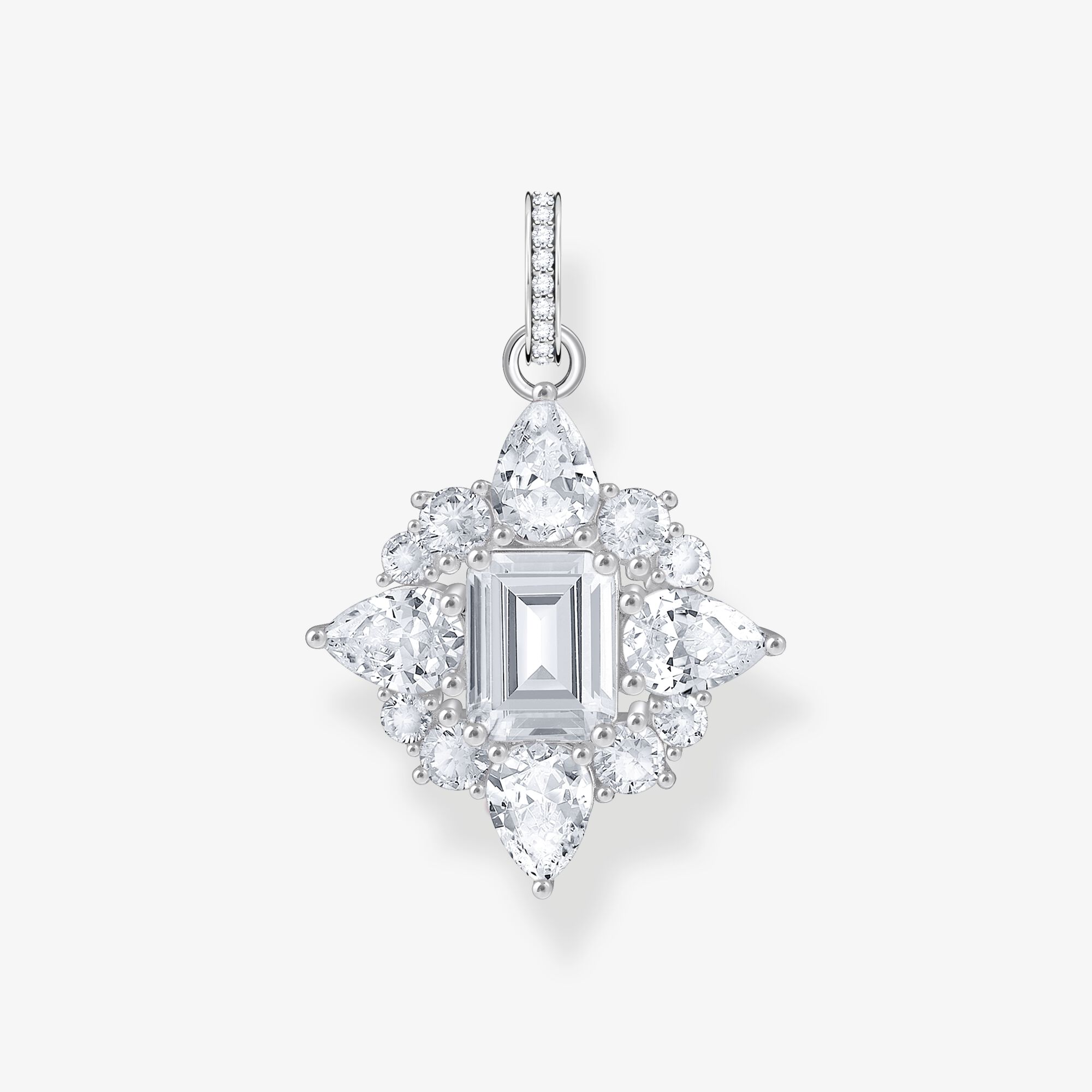 THOMAS SABO Pendentif en argent avec pierres blanches, Argent sterling, Taille: one size, femme