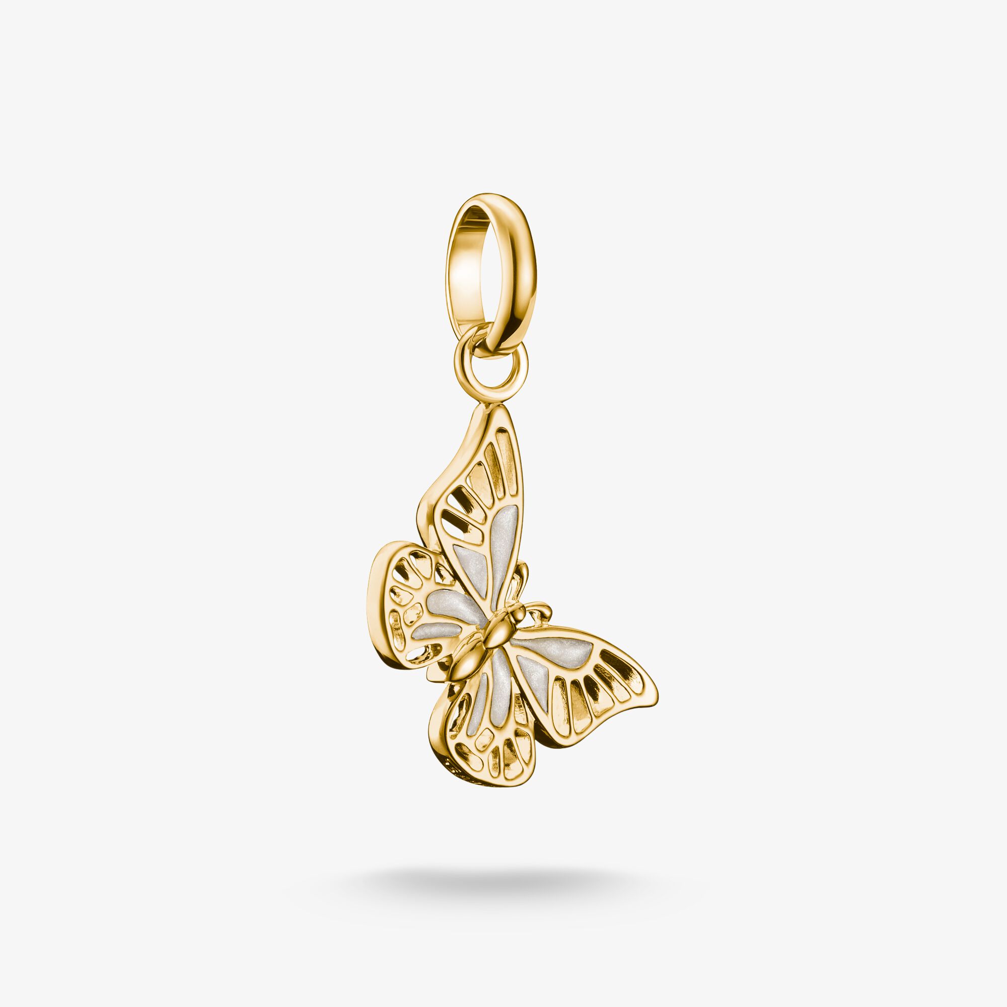 THOMAS SABO Pendentif Charm papillon Connect plaqué or, Argent sterling doré or jaune, Taille: one size, femme