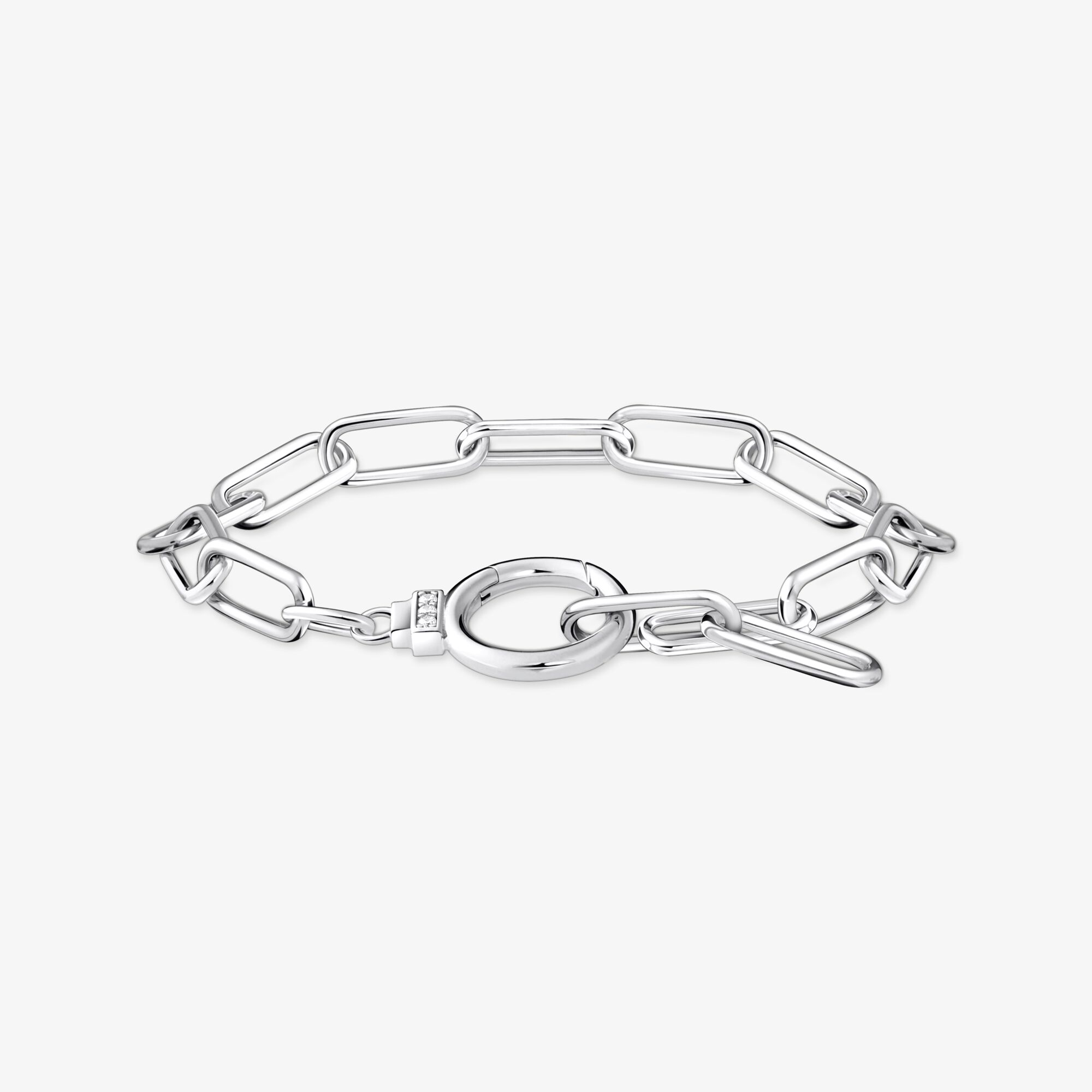THOMAS SABO Gliederarmband mit Ringverschluss und weißen Steinen Silber, Sterlingsilber, Größe: 19 cm, Damen