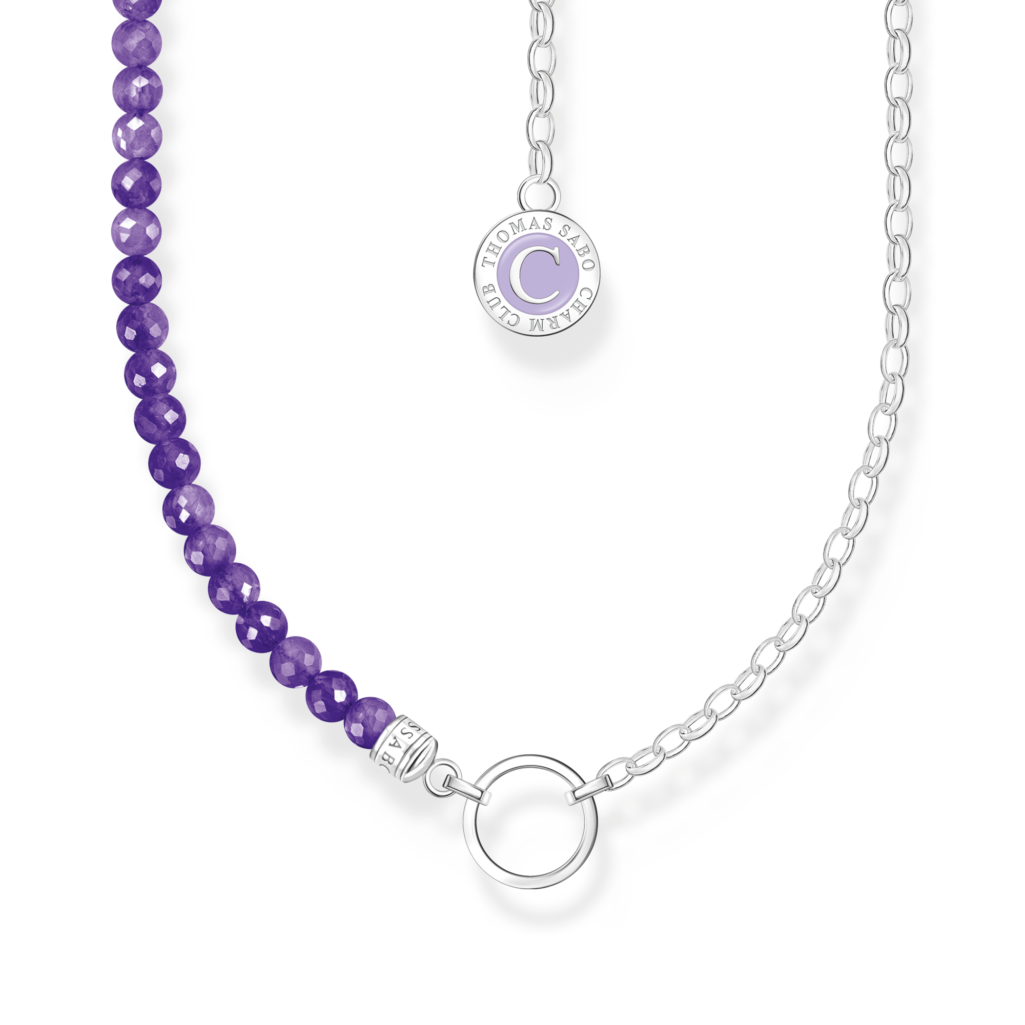 Thomas Sabo Charm-Kette mit Gliedern und imitiertem Amethyst Silber violett KE2190-007-13-L45V
