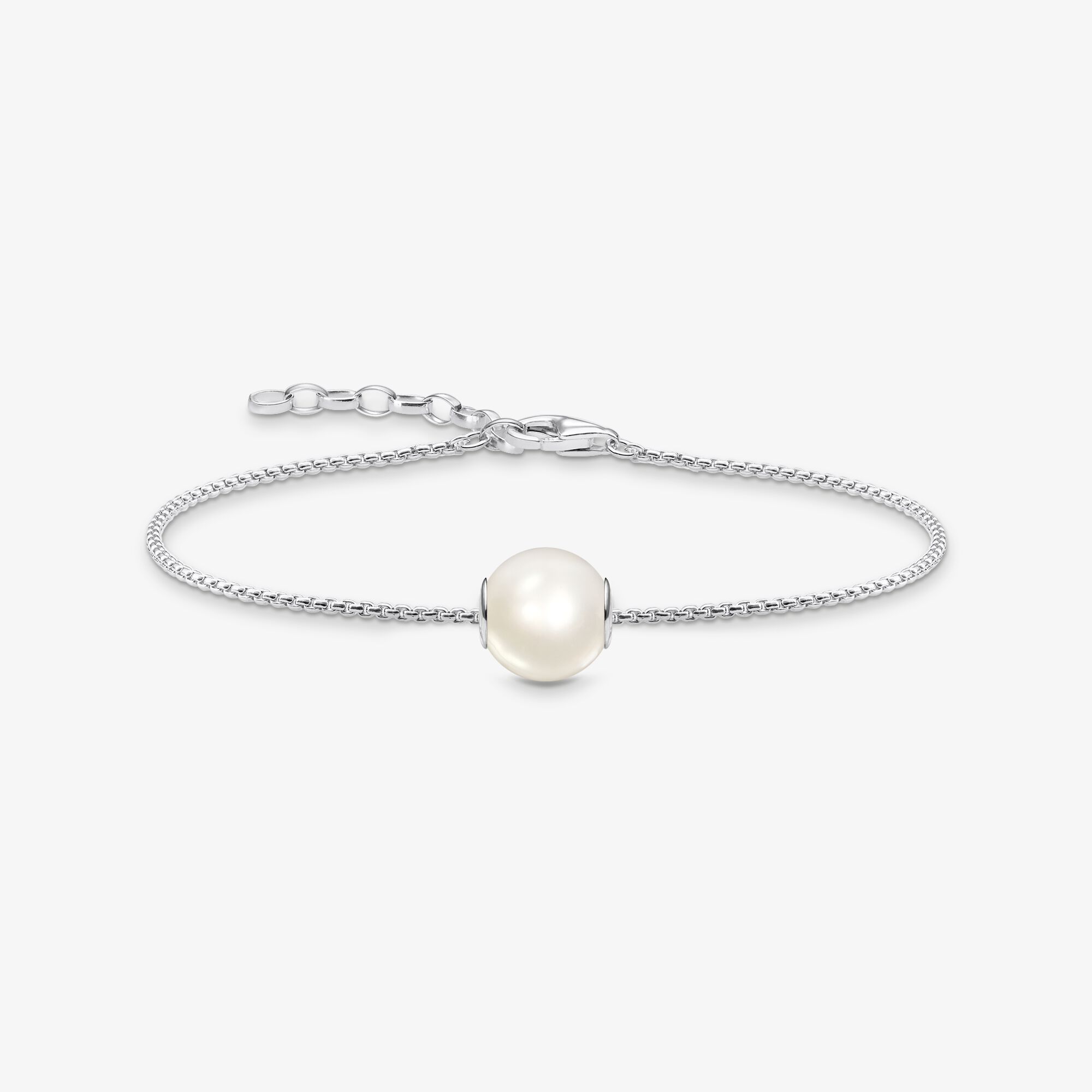 THOMAS SABO Bracelet argent avec Bead perle blanche, Argent sterling, Taille: 19 cm, femme