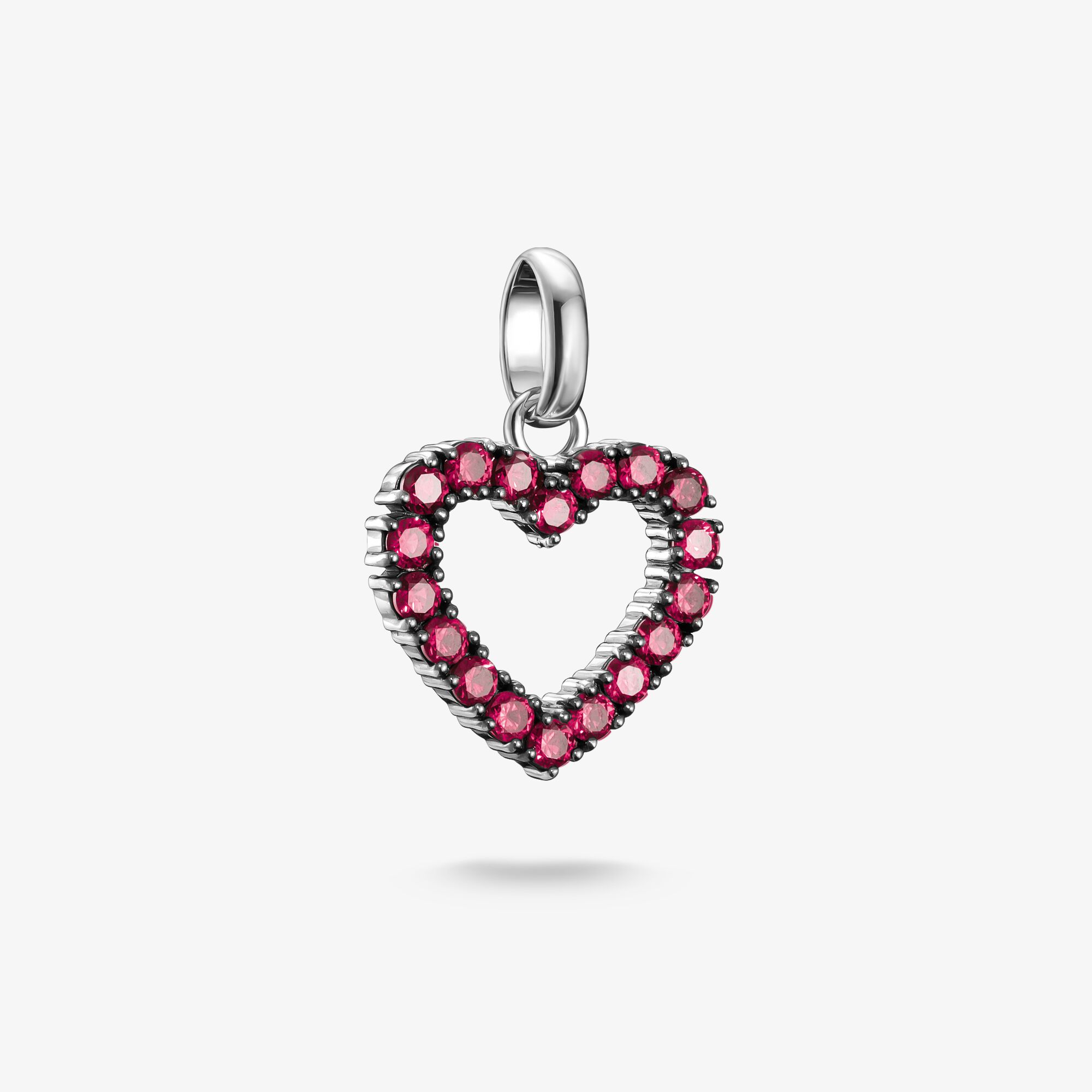 THOMAS SABO Pendentif Charm cœur avec pierres rouges Connect argent, Argent sterling, Taille: one size, femme