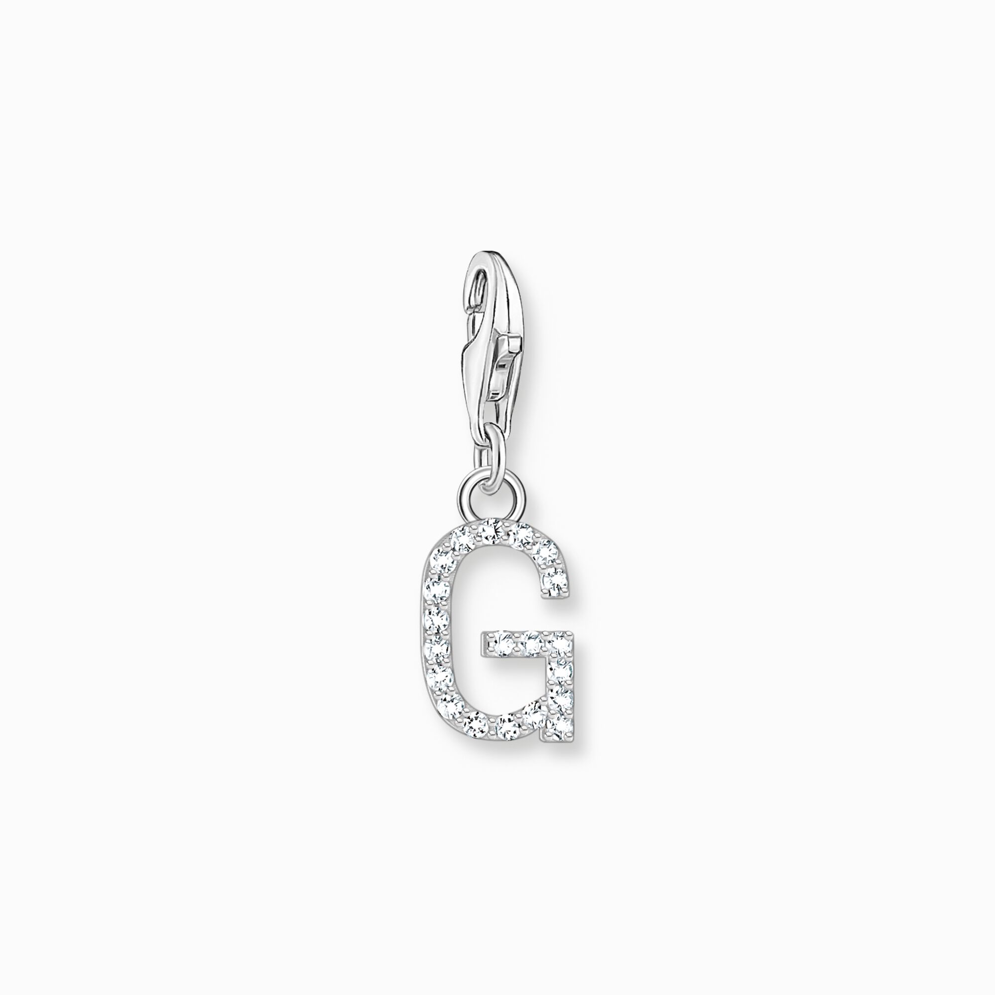 Charm pendant letter G with white stones silver from the Charm Club collection in the THOMAS SABO online store