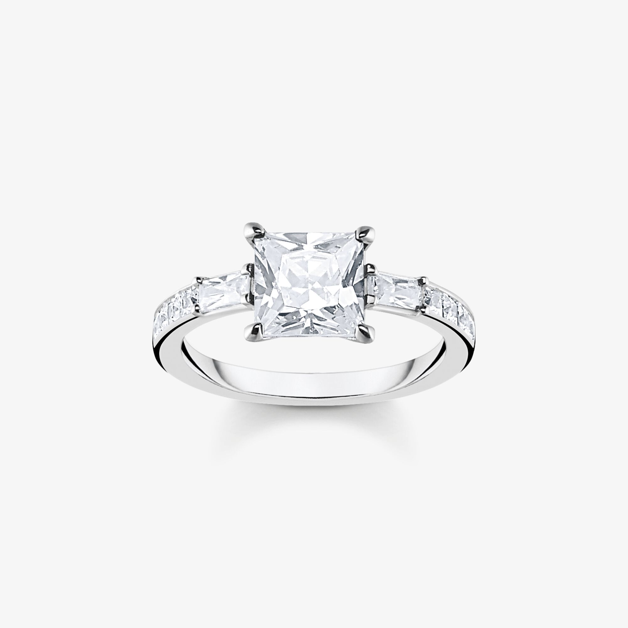 THOMAS SABO Bague pierres blanches argent, Argent sterling, Taille: 54, femme