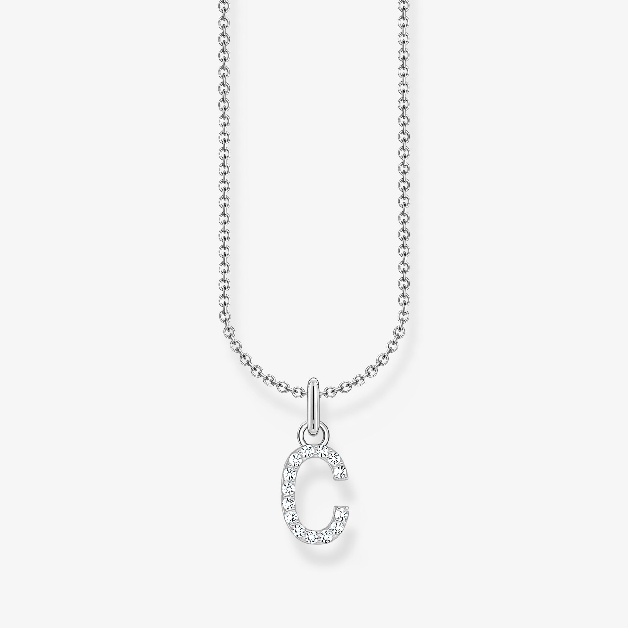 THOMAS SABO Kette mit Buchstaben-Anhänger C Silber, Sterlingsilber, Größe: 45 cm, Damen